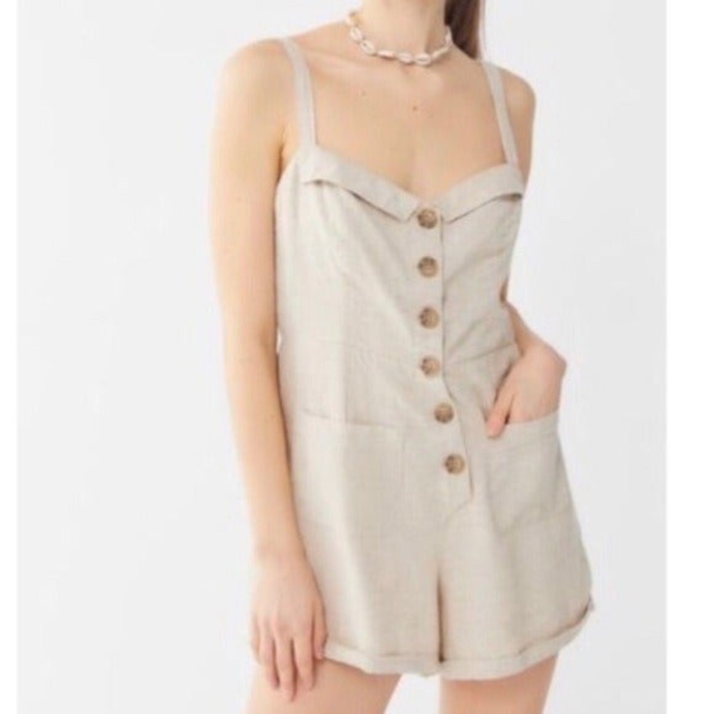 Urban Outfitters Linen Beige Romper